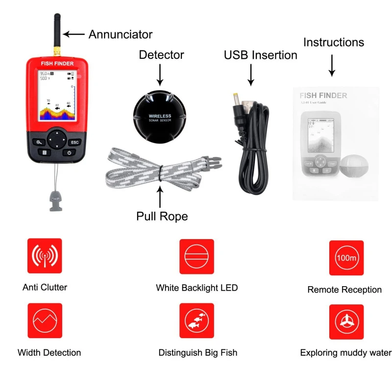 Display Portable fish finder e - Fishing Boat Depth Finder avaliação e preço