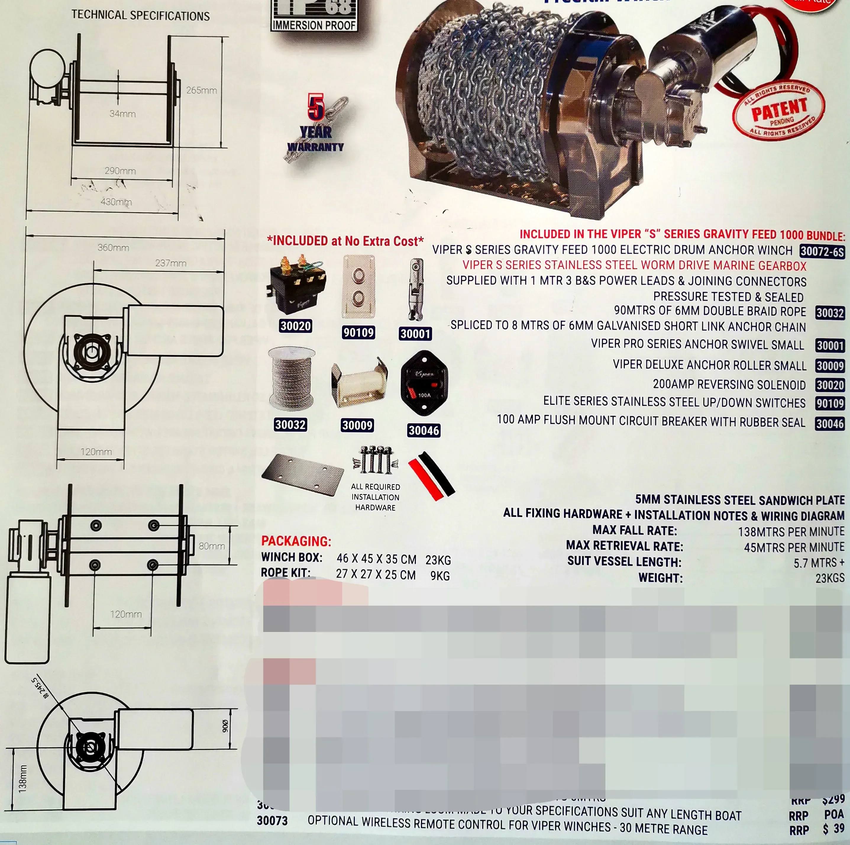 Marine Equipment 1000W 316 Sta - Fishing Boat Anchor Winch avaliação e preço