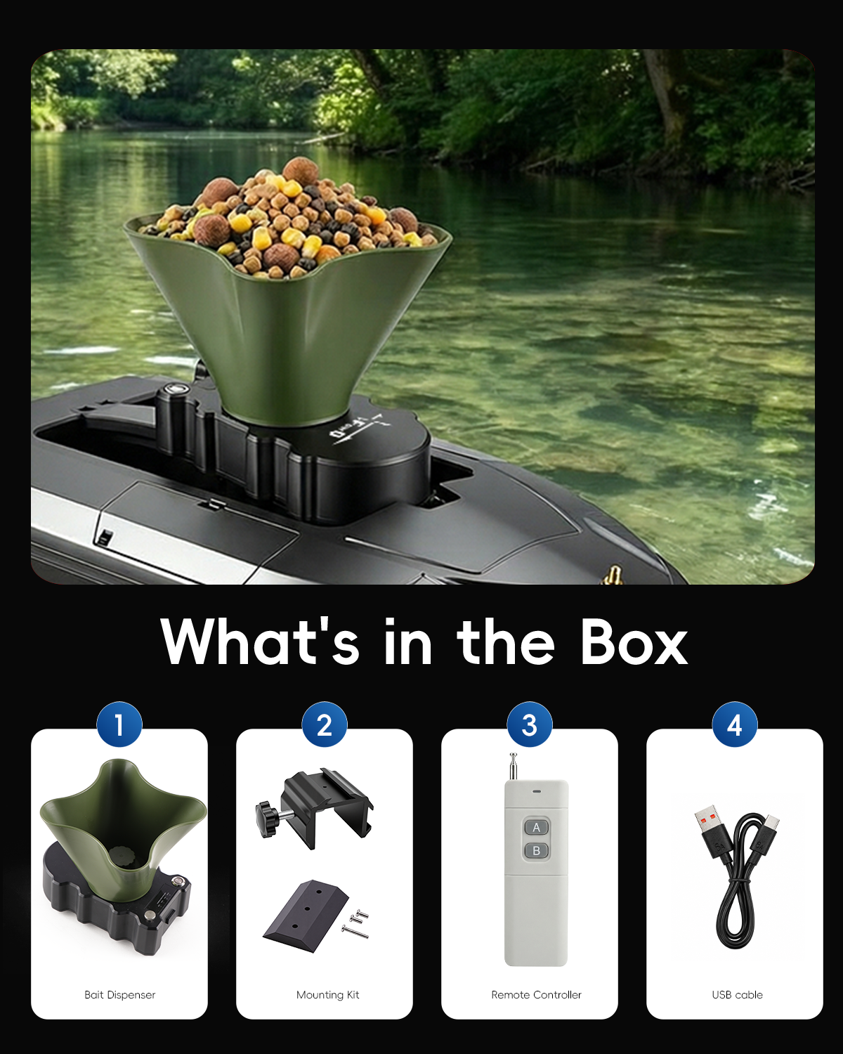 360° Rotating Bait Dispenser & - Fishing Boat Anchor Winch avaliação e preço