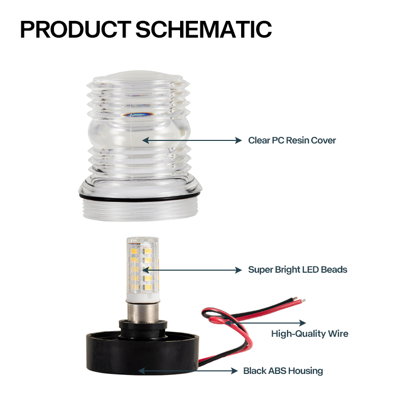 12V Marine LED Anchor Light Wa - Fishing Boat Navigation Light avaliação e preço