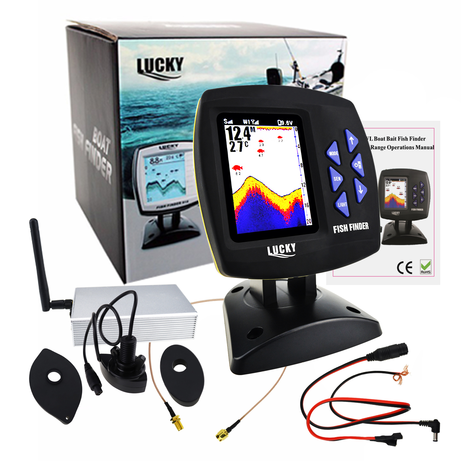 LUCKY Fishfinder 300m/ 980ft F - Fishing Boat Depth Finder avaliação e preço
