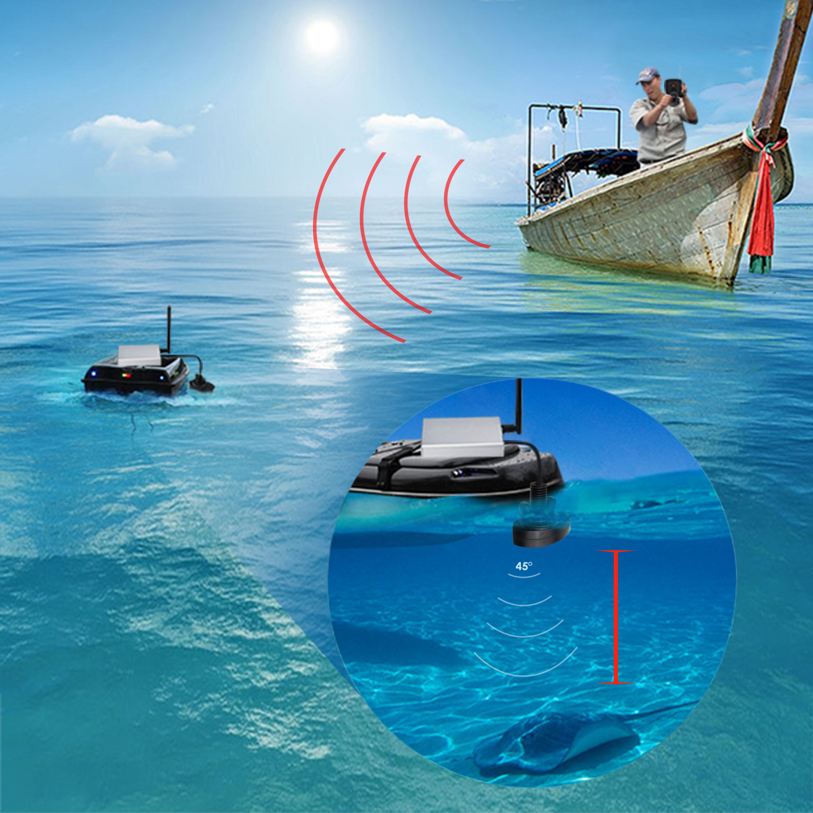 LUCKY Fishfinder 300m/ 980ft F - Fishing Boat Depth Finder avaliação e preço