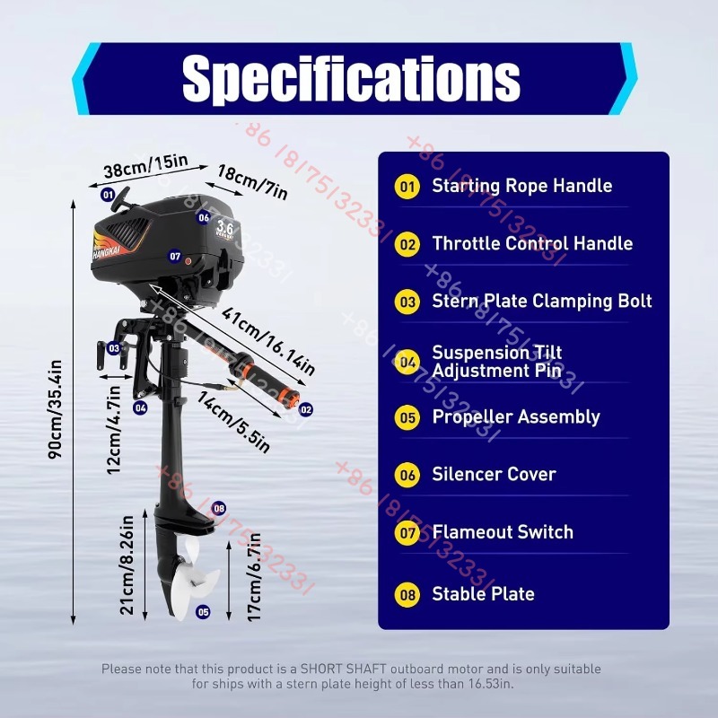 HANGKAI Outboard Motor, 3.6  2 - Fishing Boat Outboard Motor avaliação e preço
