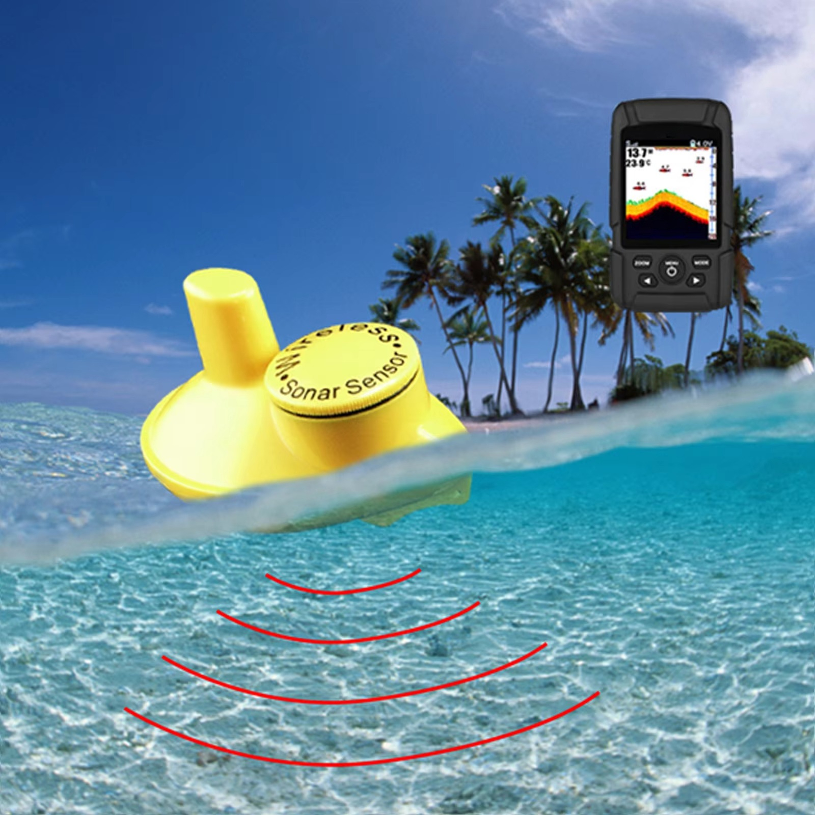 2-in-1 Wireless & Wired Fish F - Fishing Boat Depth Finder avaliação e preço