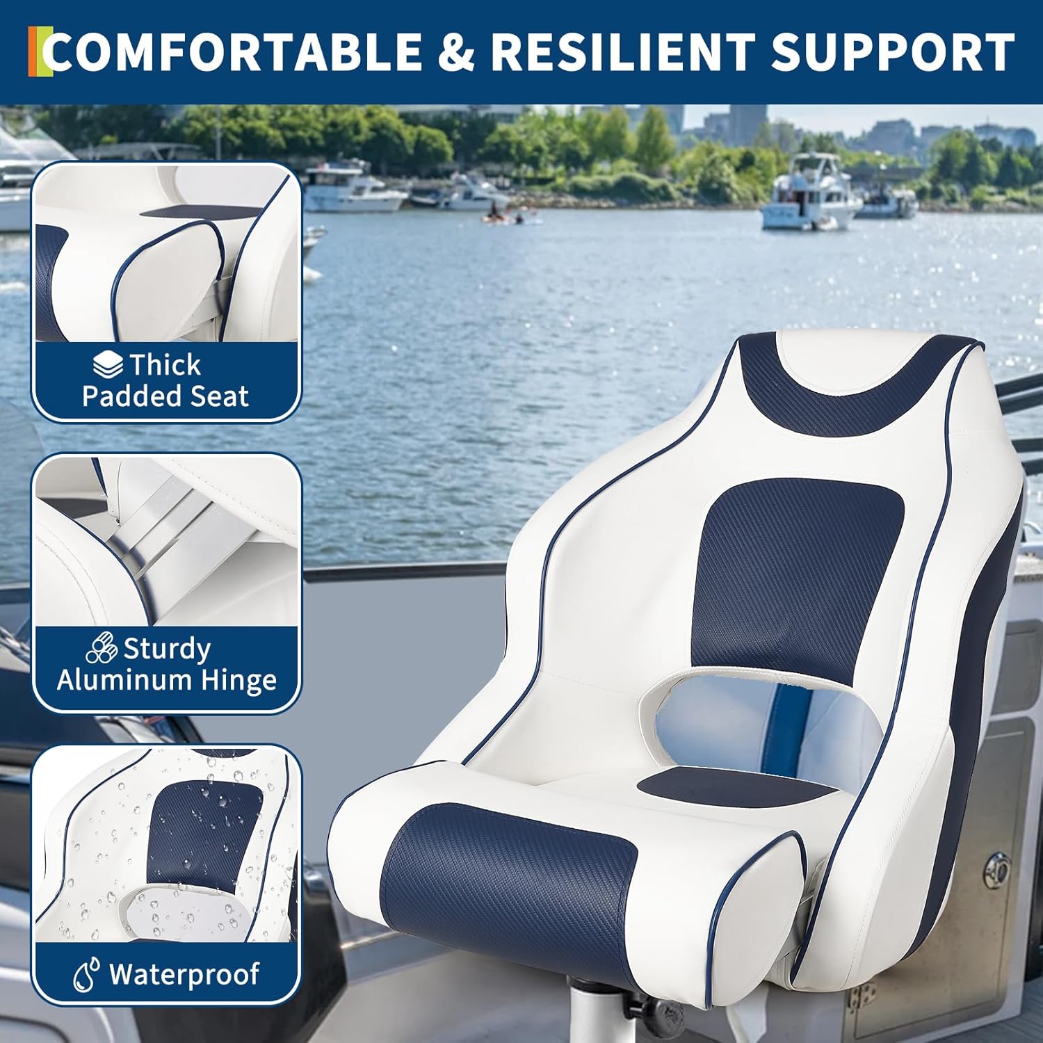 High Back Boat Seat with Flip- - Fishing Boat Seat avaliação e preço