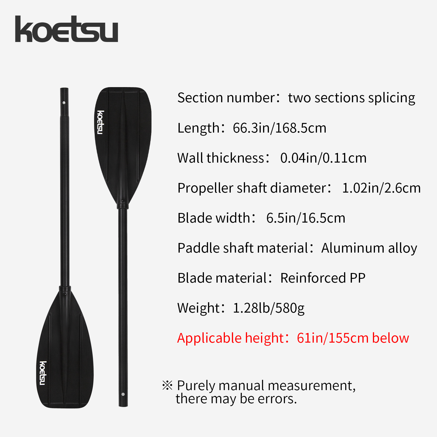 KOETSU Aluminum Alloy Double-H - Fishing Boat Paddle avaliação e preço