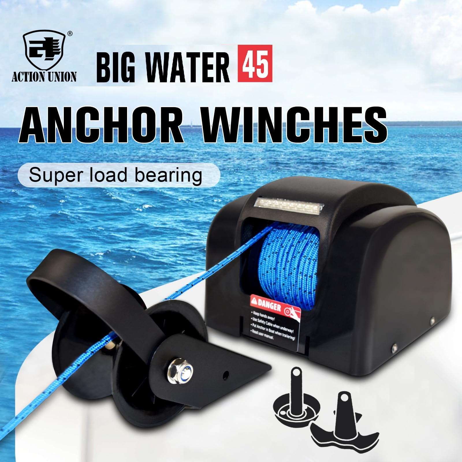 Electric anchor winch 12V, sui - Fishing Boat Steering Wheel avaliação e preço