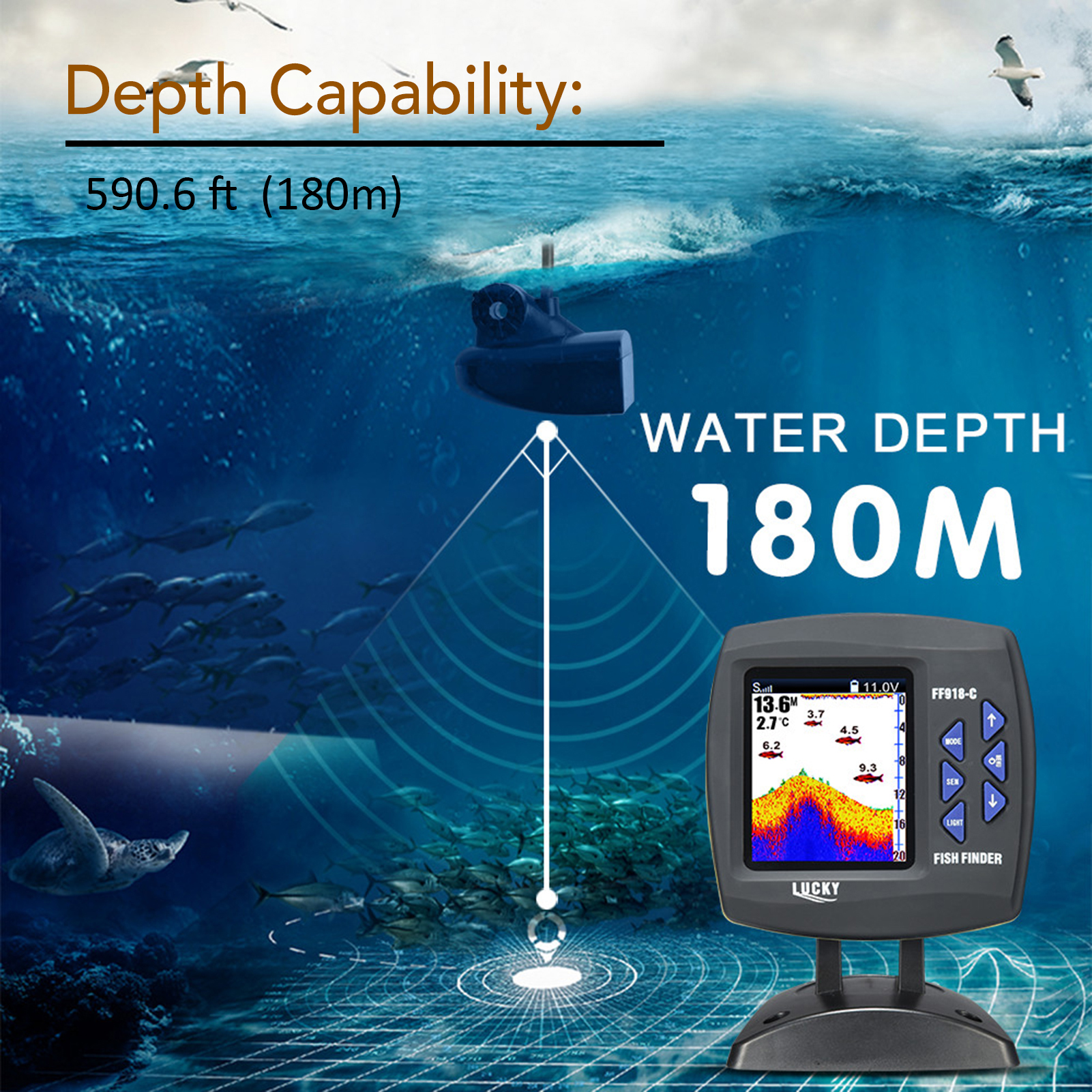 Portable Fish Finder Wireless  - Fishing Boat Depth Finder avaliação e preço