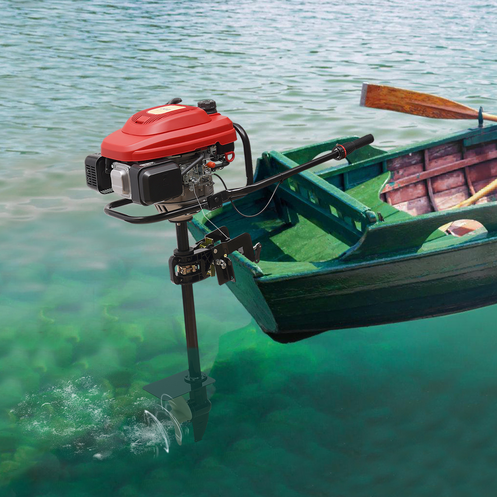 4-Stroke 6HP/7.5HP Gas Powered - Fishing Boat Outboard Motor avaliação e preço