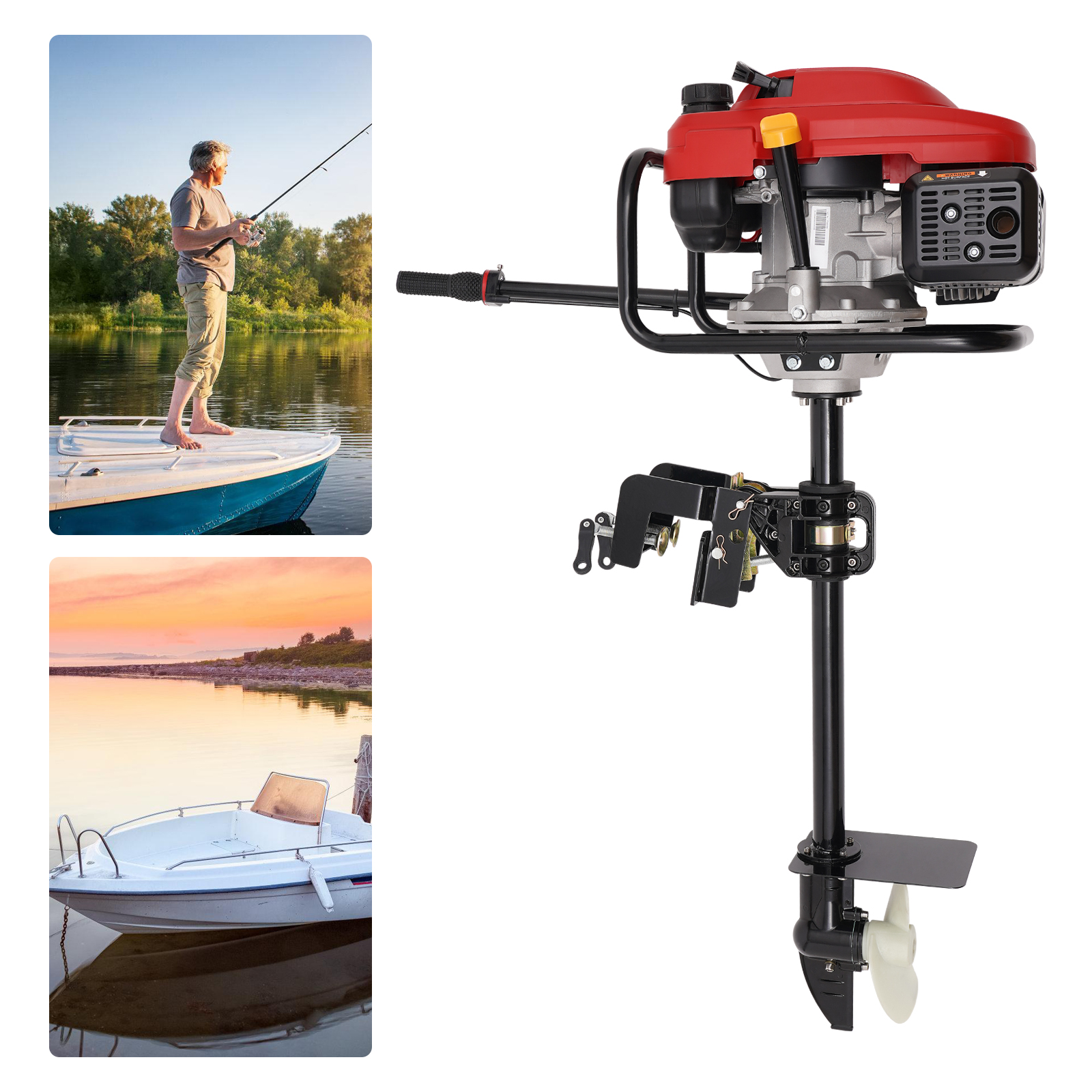4-Stroke 6HP/7.5HP Gas Powered - Fishing Boat Outboard Motor avaliação e preço