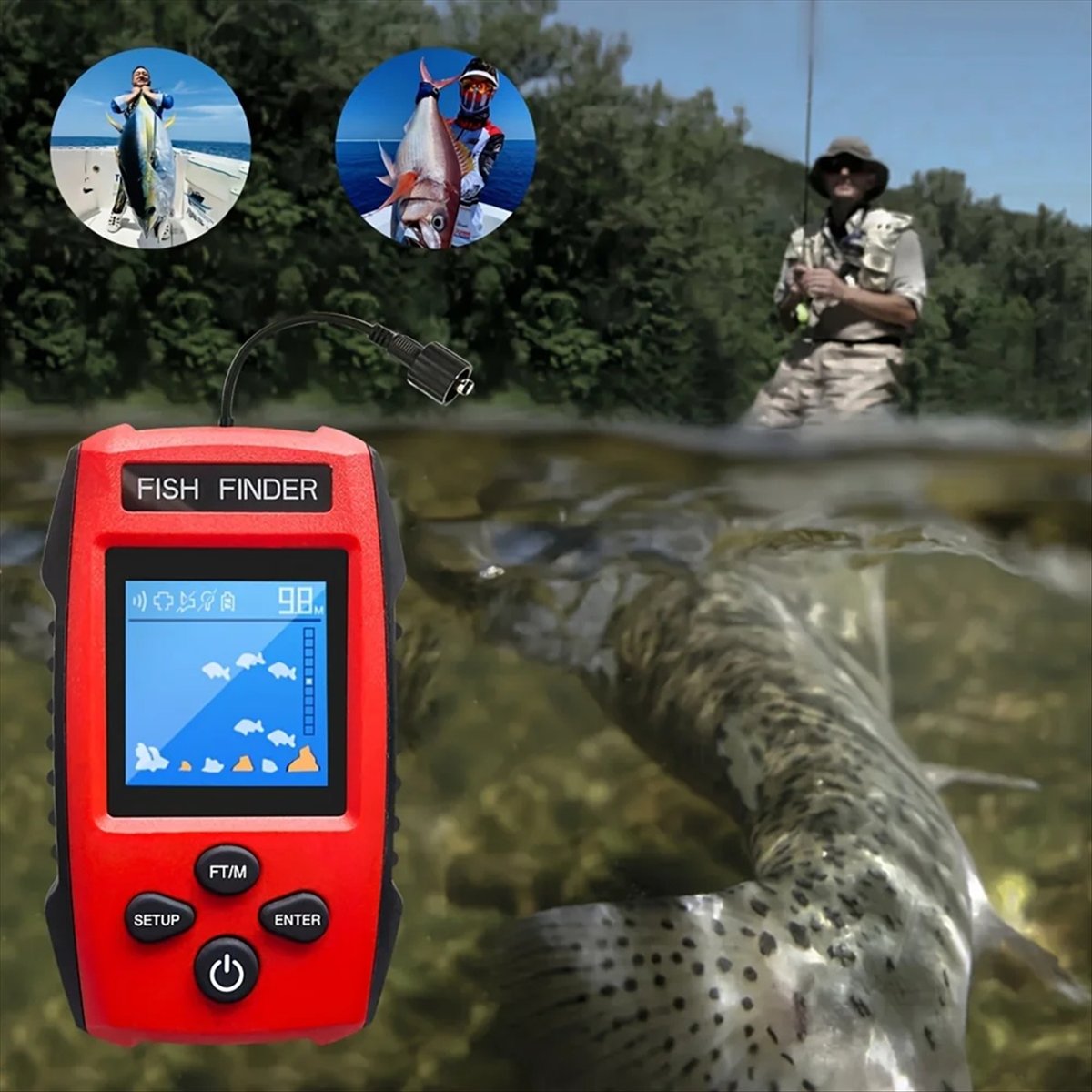 Color LCD Fish Finder Wired So - Fishing Boat Depth Finder avaliação e preço