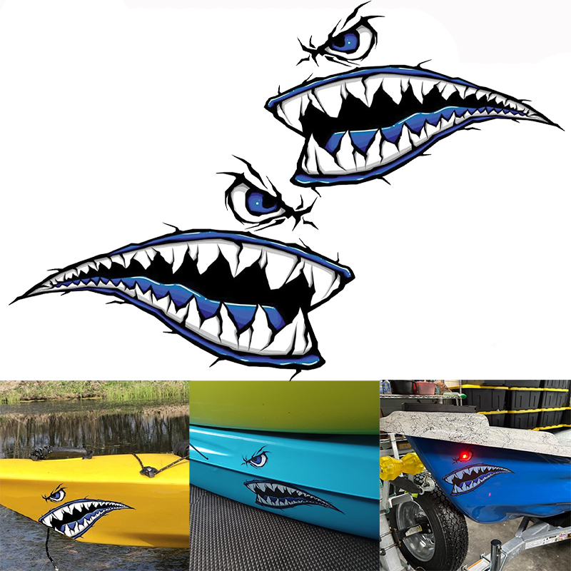 2PCS Shark Teeth Mouth Boat St - Fishing Boat Oar avaliação e preço