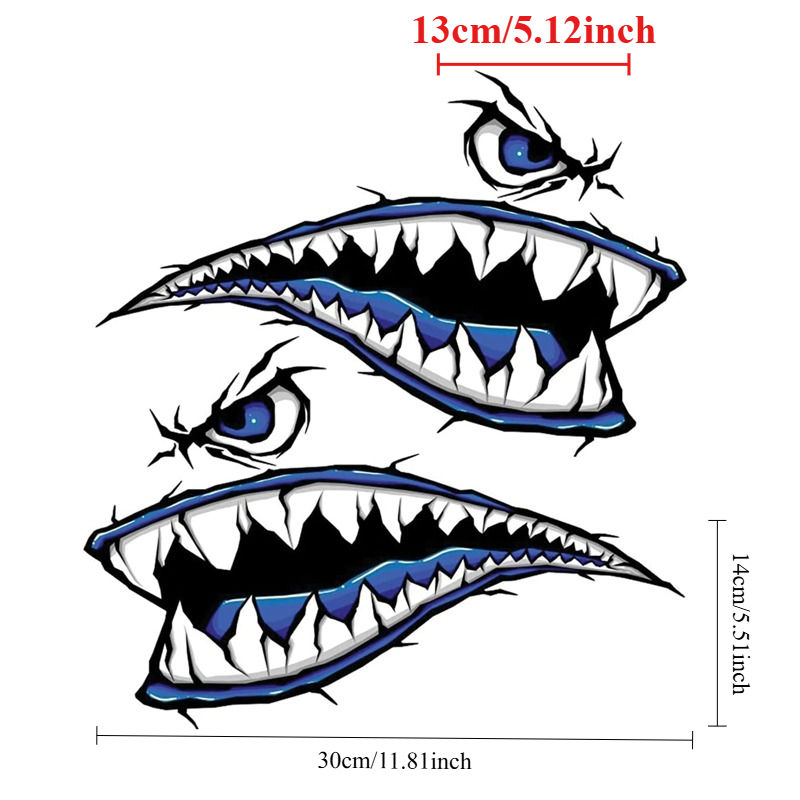 2PCS Shark Teeth Mouth Boat St - Fishing Boat Oar avaliação e preço